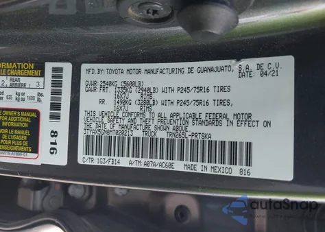 2021 Toyota Tacoma Sr from USA, damaged, VIN 3TYAX5GN8MT020213